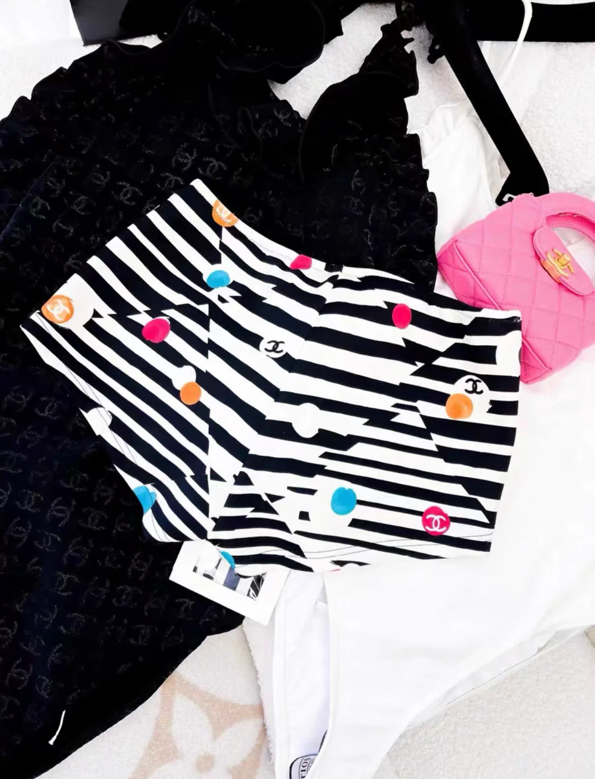 Chanel 24S colourful polka dot swimming shorts 34FR - Image 3
