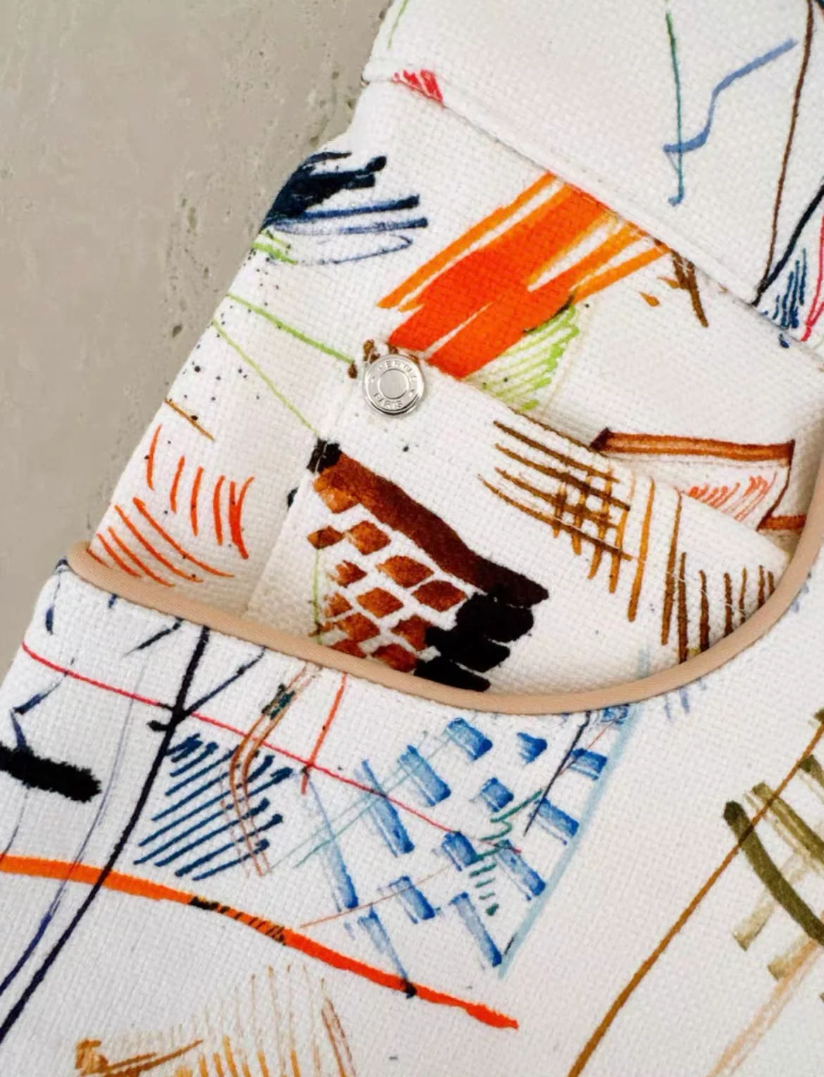 Hermes Colourful Graffiti Denim Shorts Size 34 - Image 3