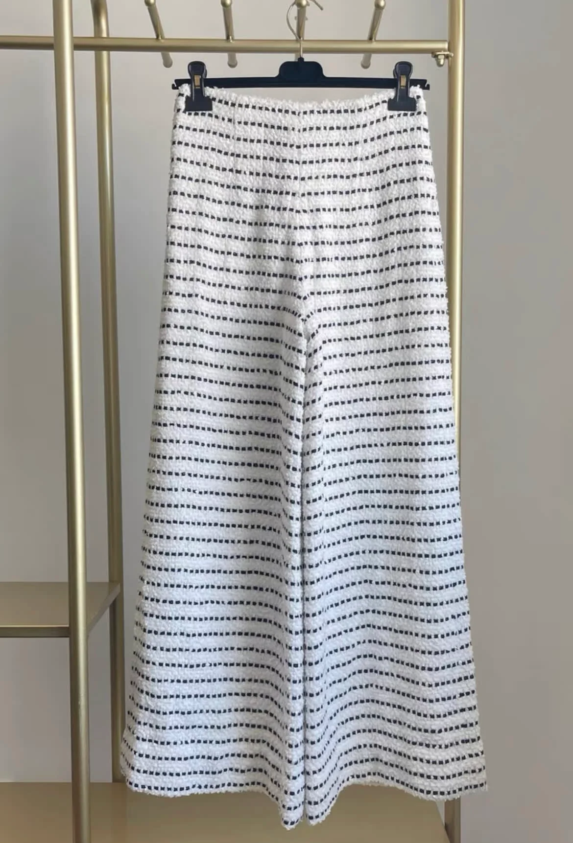 Chanel 23SS black and white striped duffle wide-leg pants fr36 - Image 2