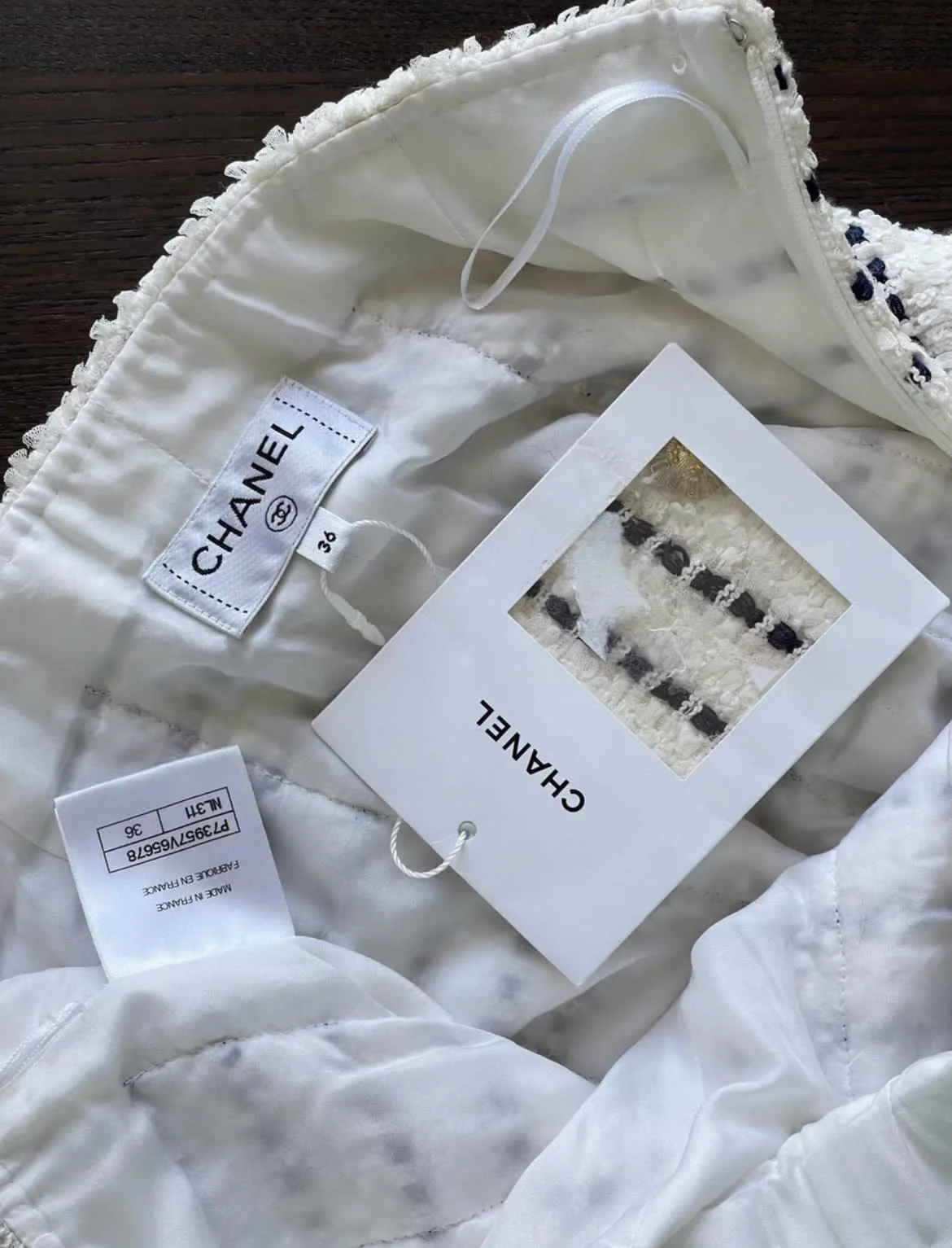 Chanel 23SS black and white striped duffle wide-leg pants fr36 - Image 3