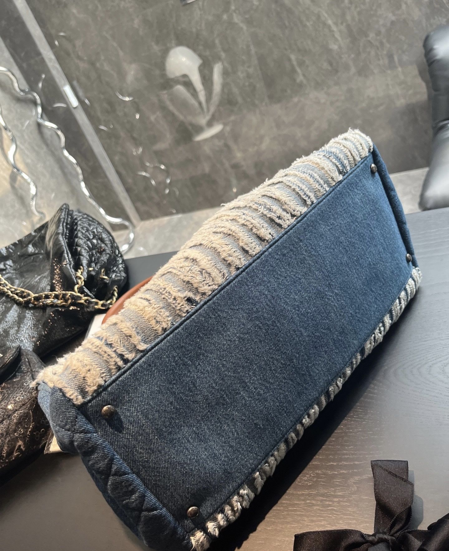 Chanel denim tassel tote bag - Image 2
