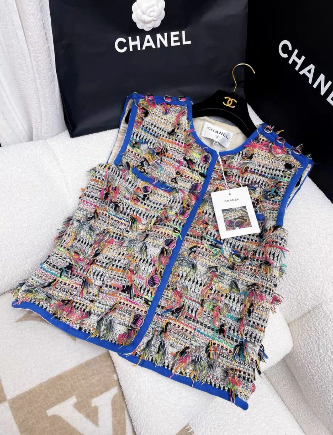 Chanel 17S colorful tassel woven vest