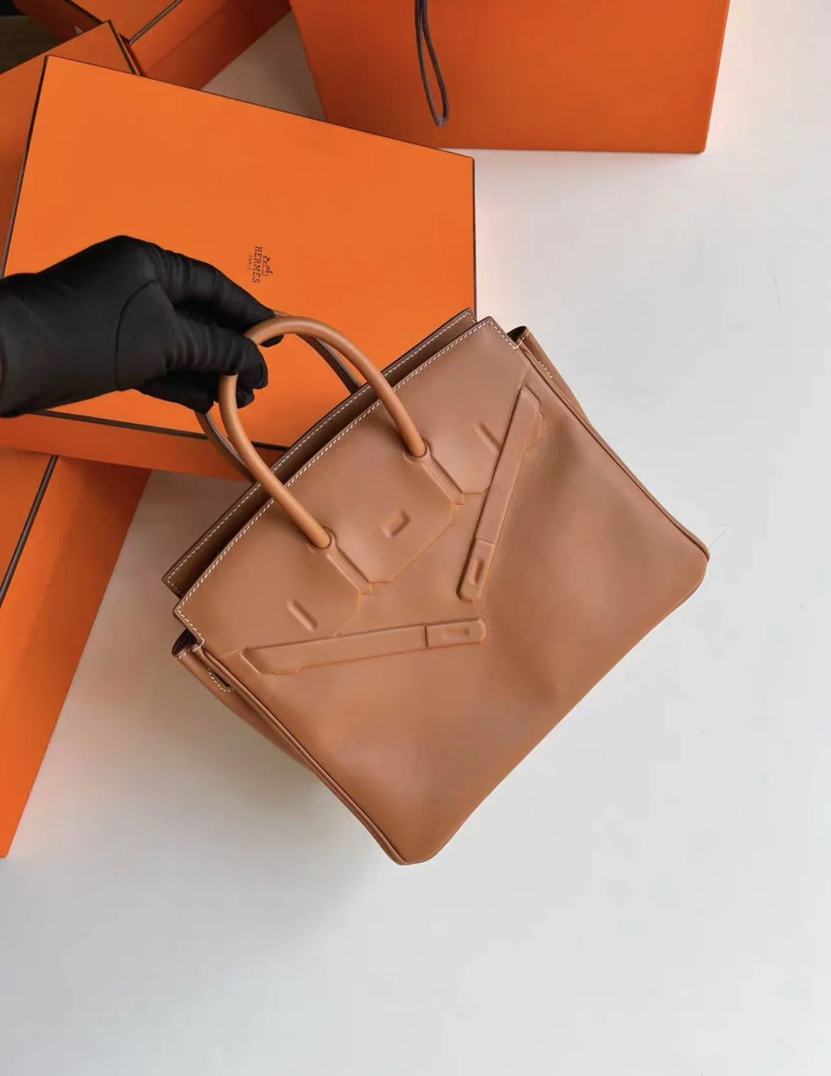 HERMES birkin shadow 25 shadow bag golden brown z-engraved 306003 box ticket