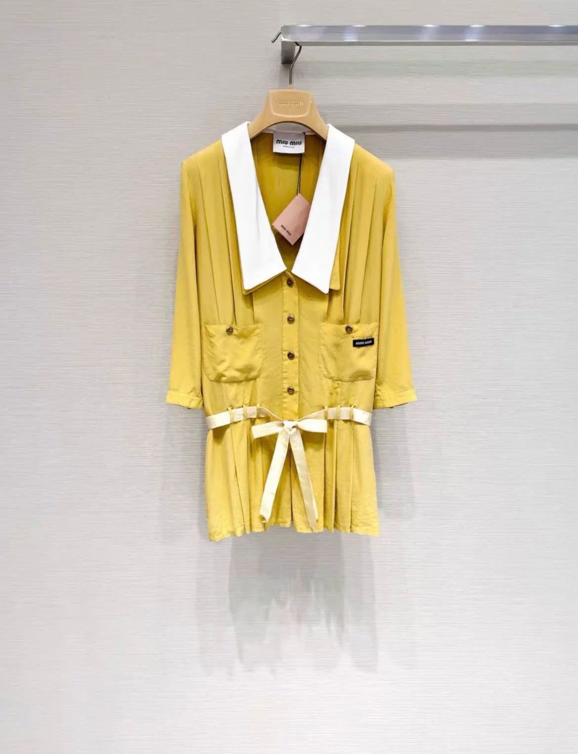 Miu miu 24ss Garment-dyed crepe de chine mini-dress