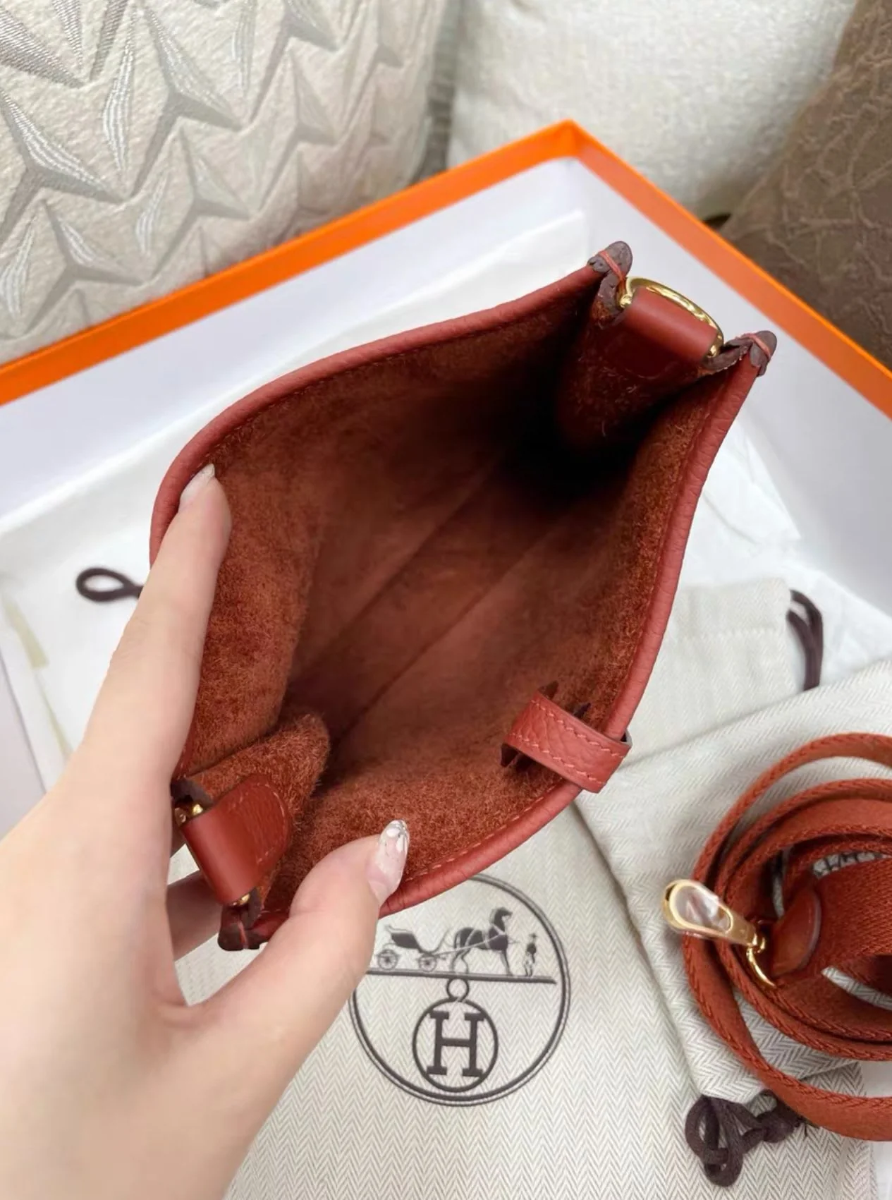Hermes Mini evelyne brick red gold - Image 2
