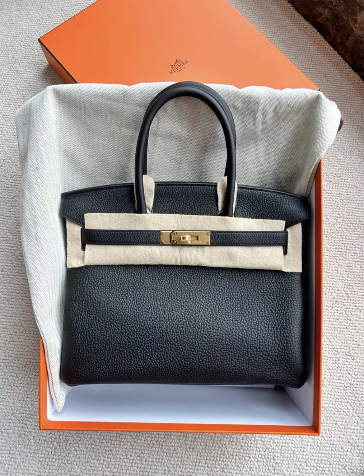 Hermes birkin30 black gold hardware togo leather u-engraved - Image 4