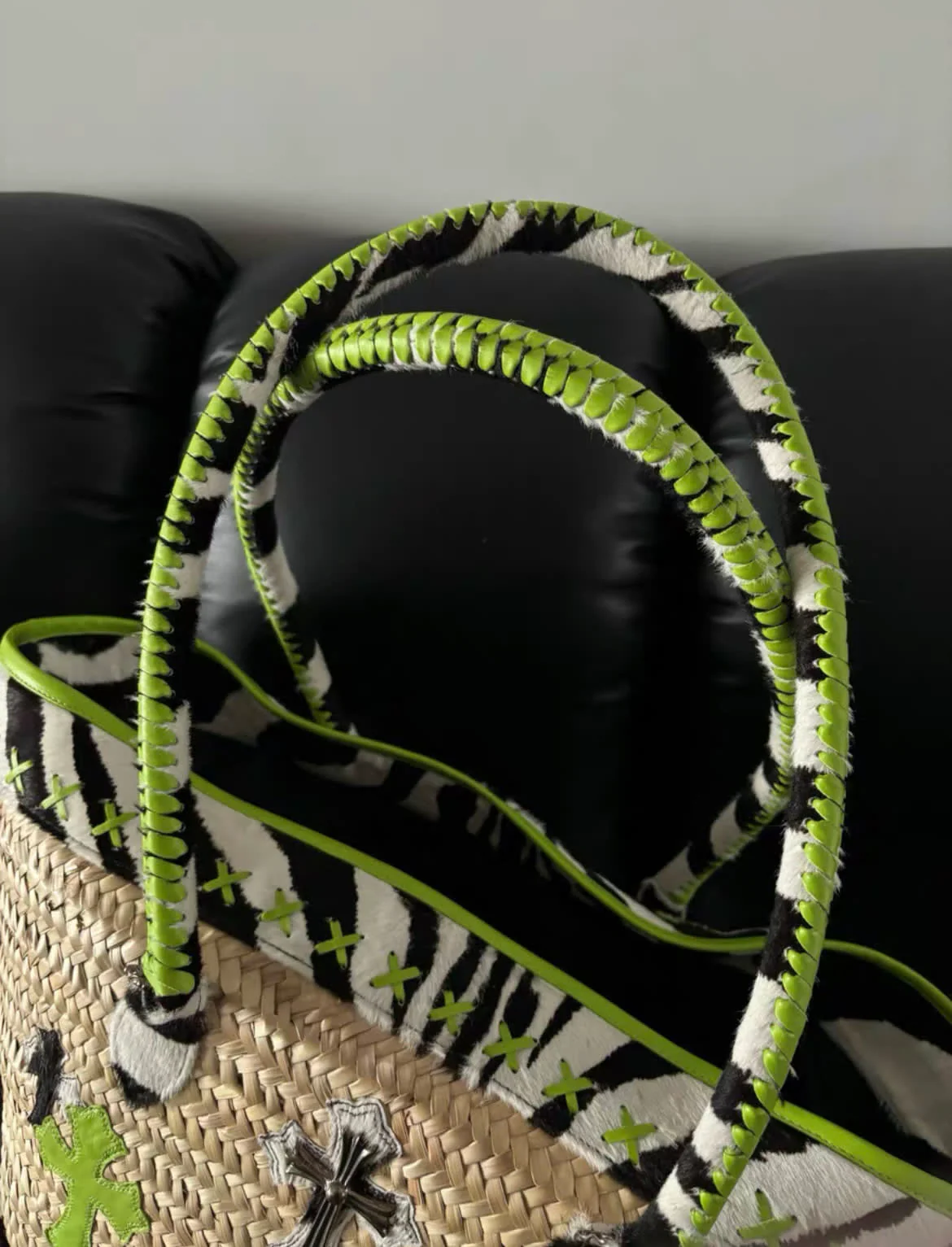 Chrome Hearts limited edition green woven raffia bag - Image 3