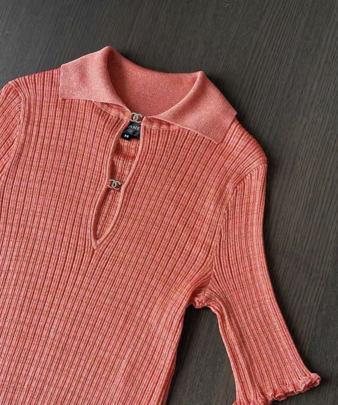 Chanel 22SS orange red knitted top fr38 - Image 4