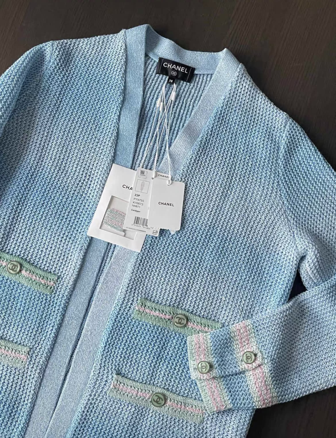 Chanel 23SS blue knitted cardigan fr38 brand new with tag - Image 2
