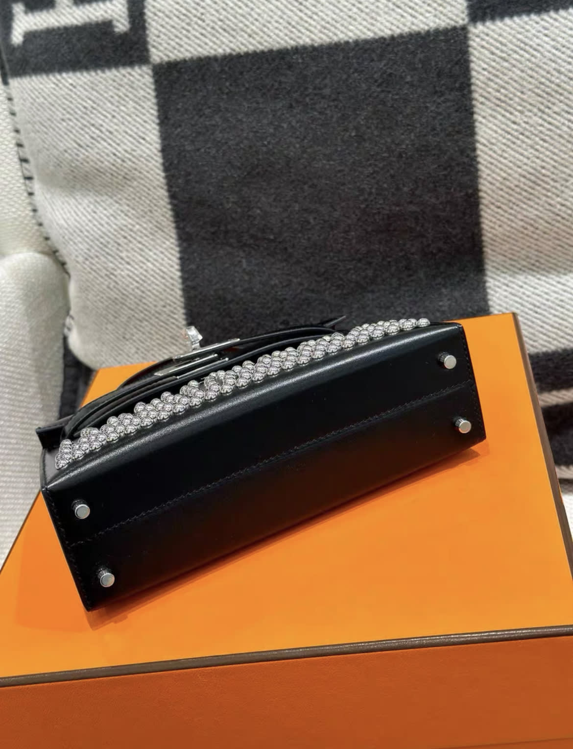 Hermes Clouté Studded Mini Kelly II 20 Black Box - Image 5