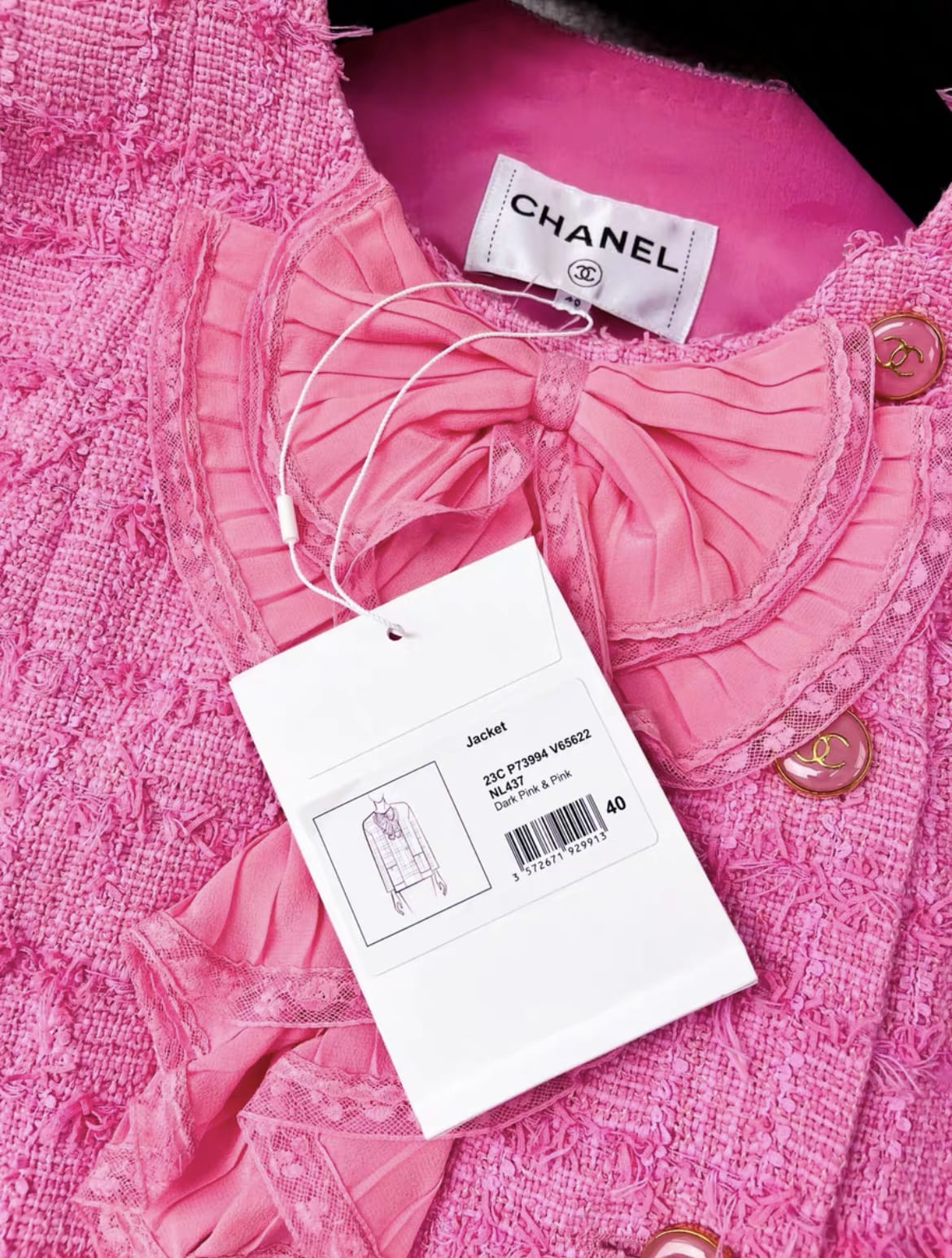 Chanel 23C pink tweed bow jacket - Image 4