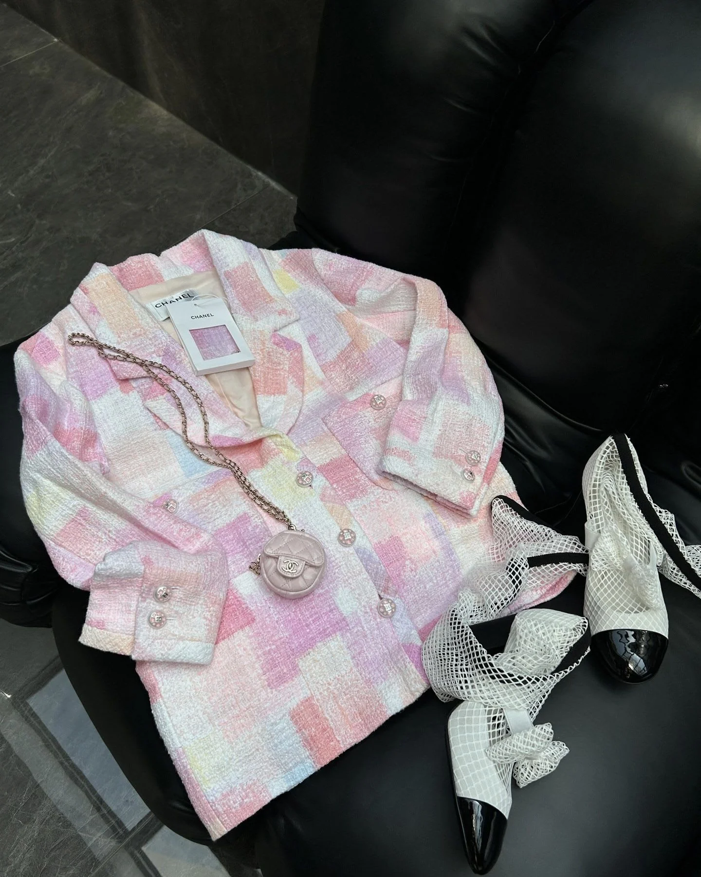 Chanel 23ss new pink woolen jacket