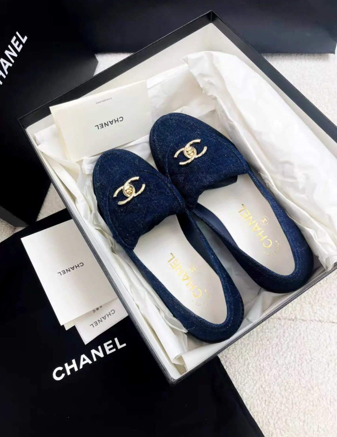 Chanel 24ss dark blue denim mocassin - Image 2