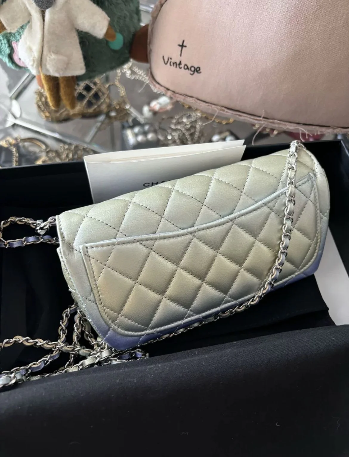 Chanel Gradient Metallic Quilted Lambskin Glasses Case on Chain Iridescent Hardware, 2021 - Image 4