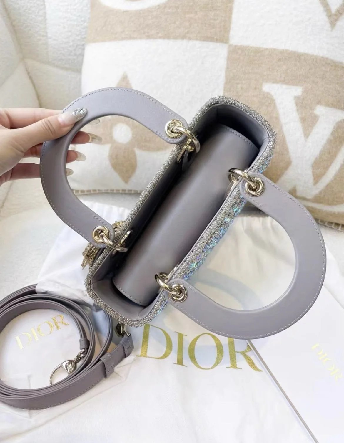 Limited edition Dior diamond crystal gray Princess Diana bag - Image 4