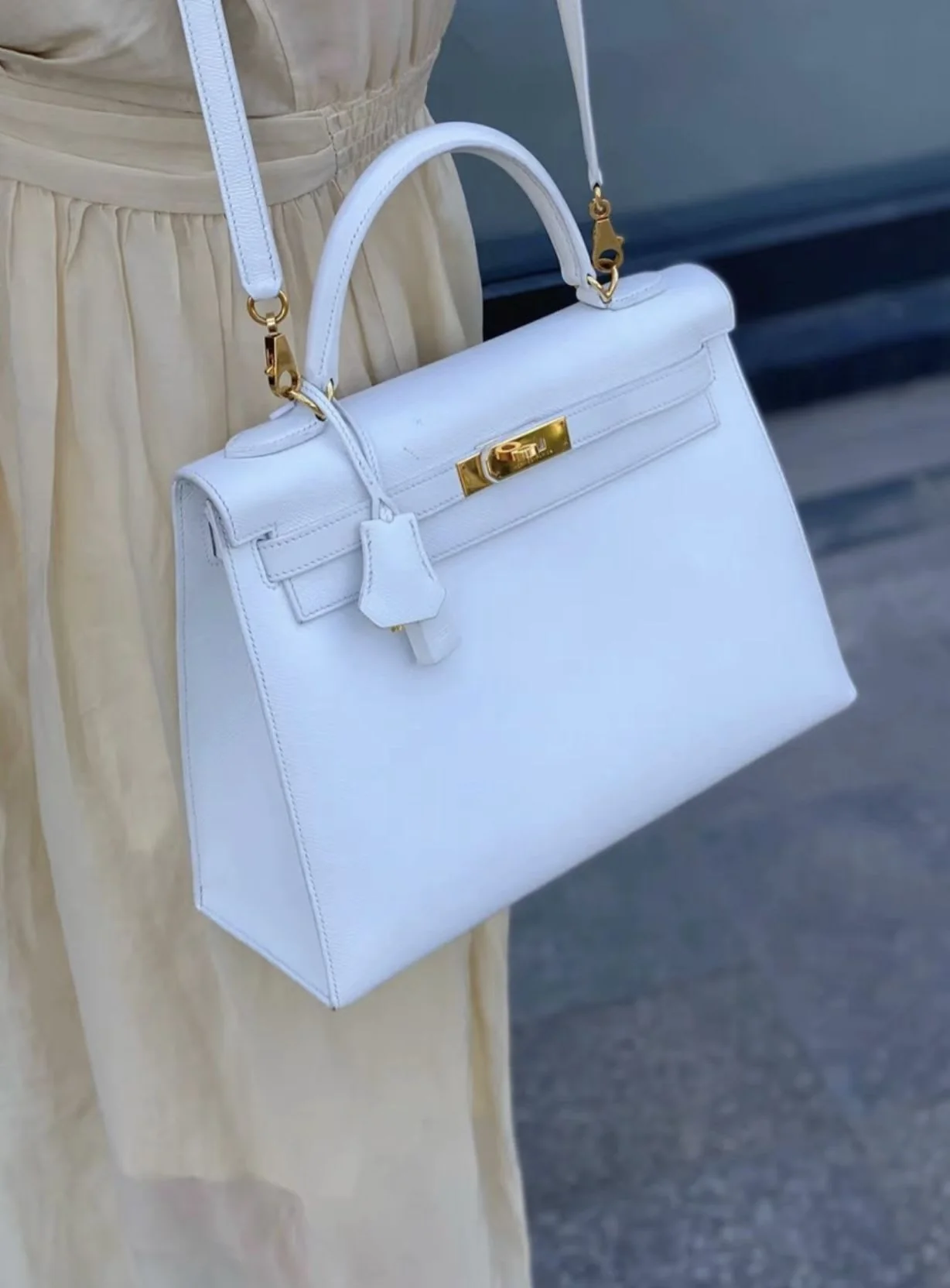 Hermes Kelly32 Pure White 01 Gold epsom leather Q engraved - Image 2