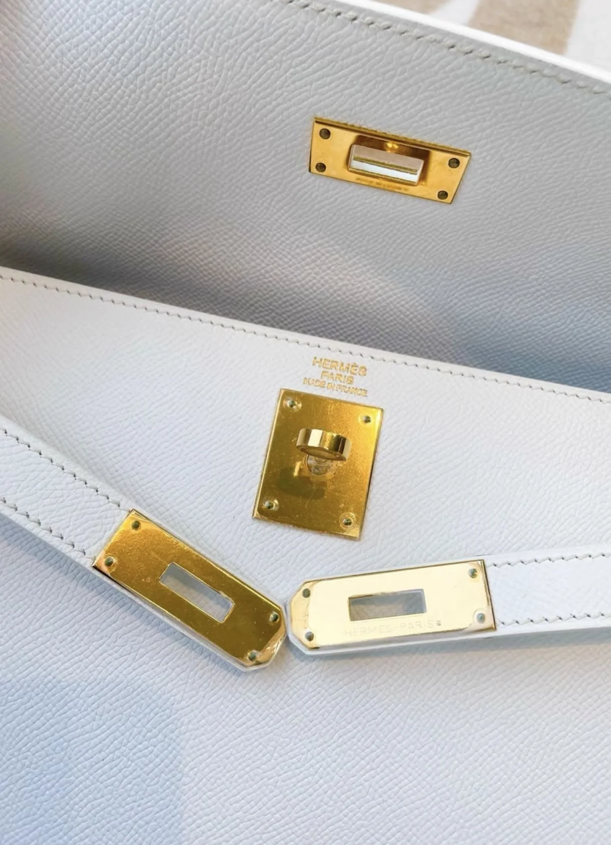 Hermes Kelly32 Pure White 01 Gold epsom leather Q engraved - Image 3