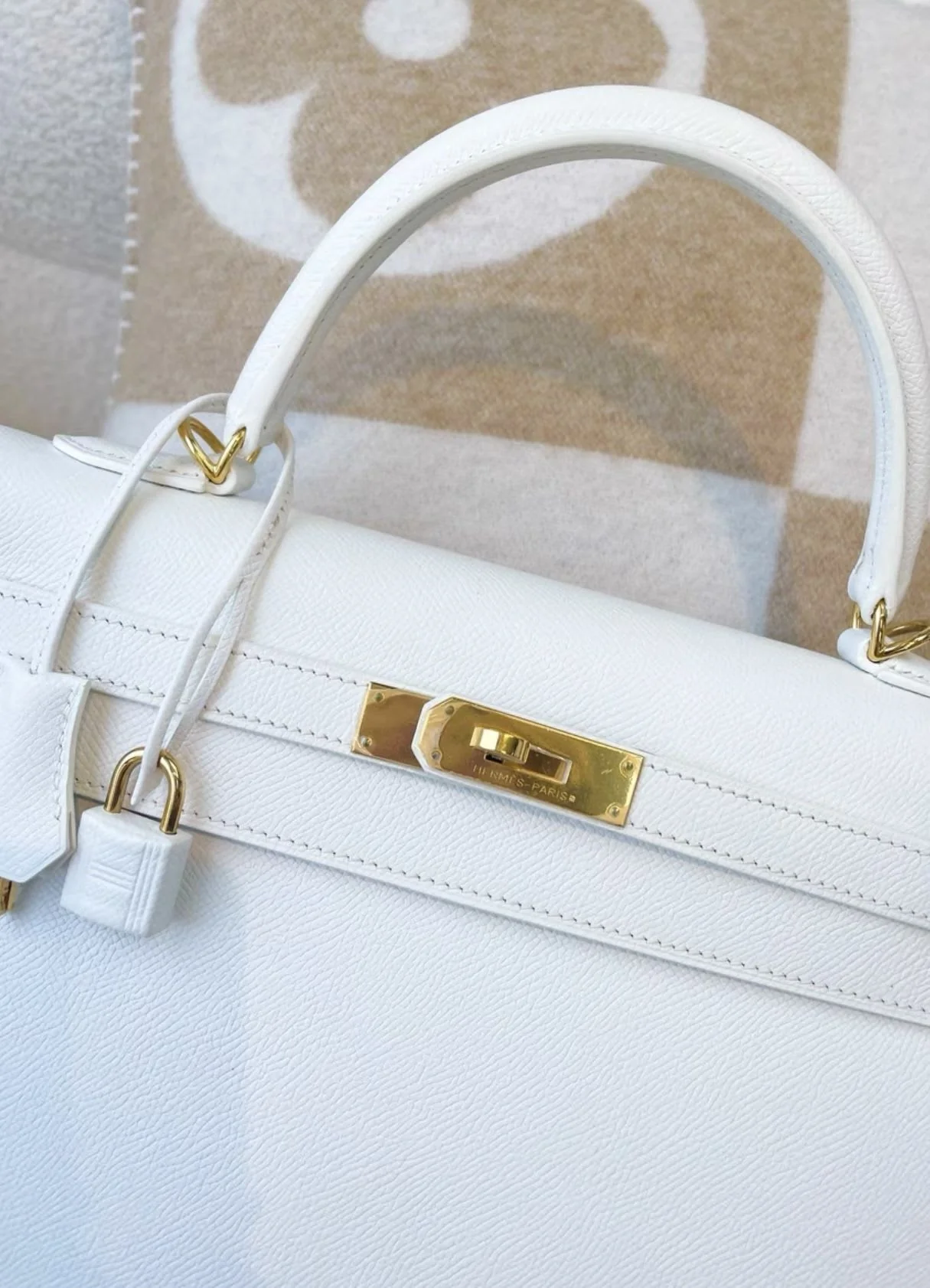 Hermes Kelly32 Pure White 01 Gold epsom leather Q engraved - Image 4