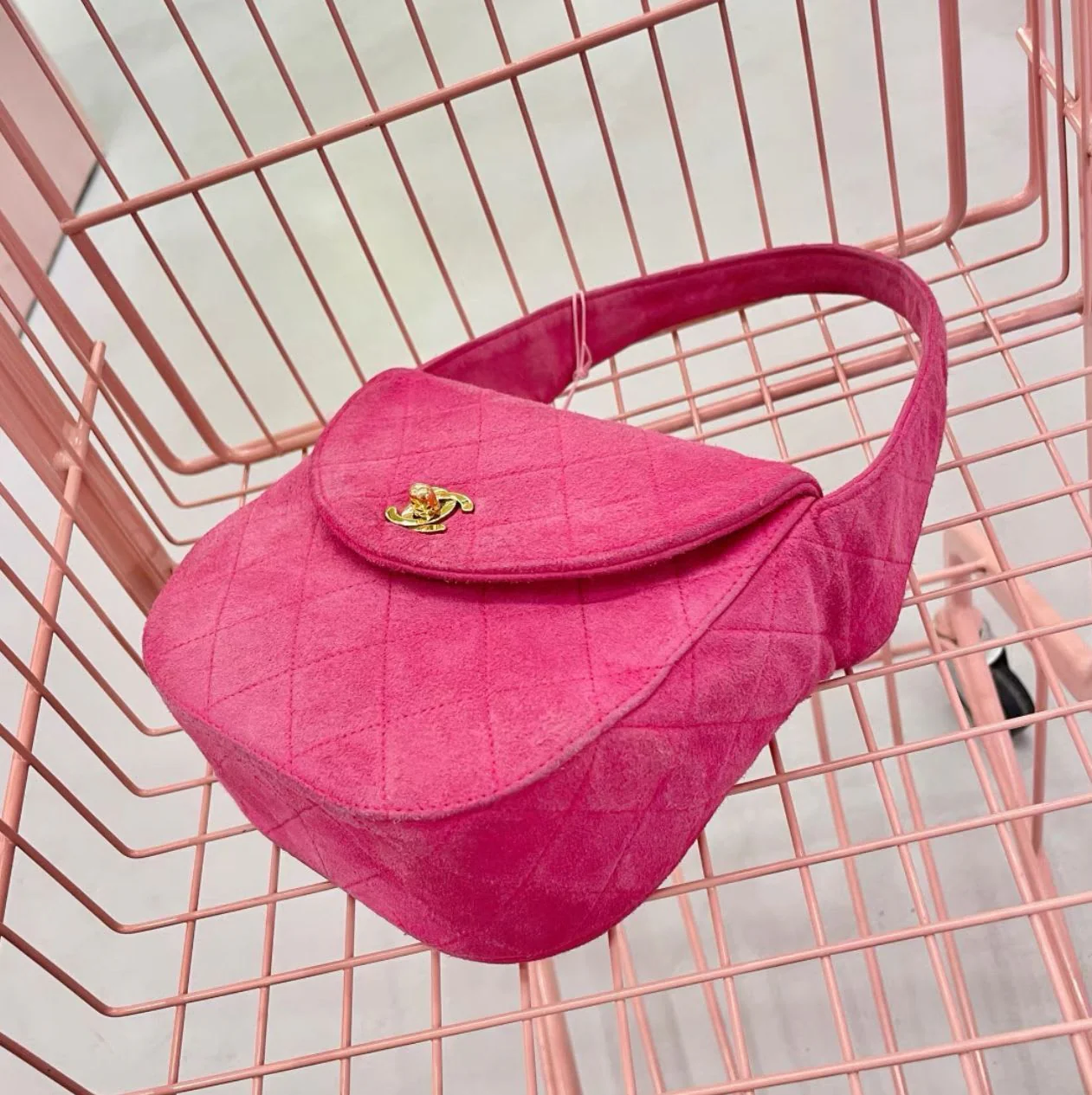 Chanel pink suede handbag - Image 3
