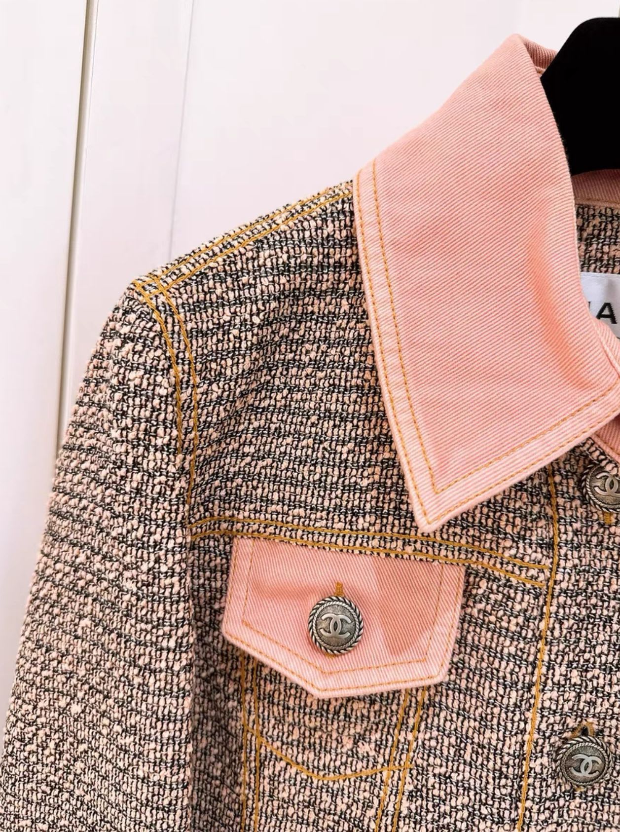 Chanel orange and pink tweed jacket - Image 2