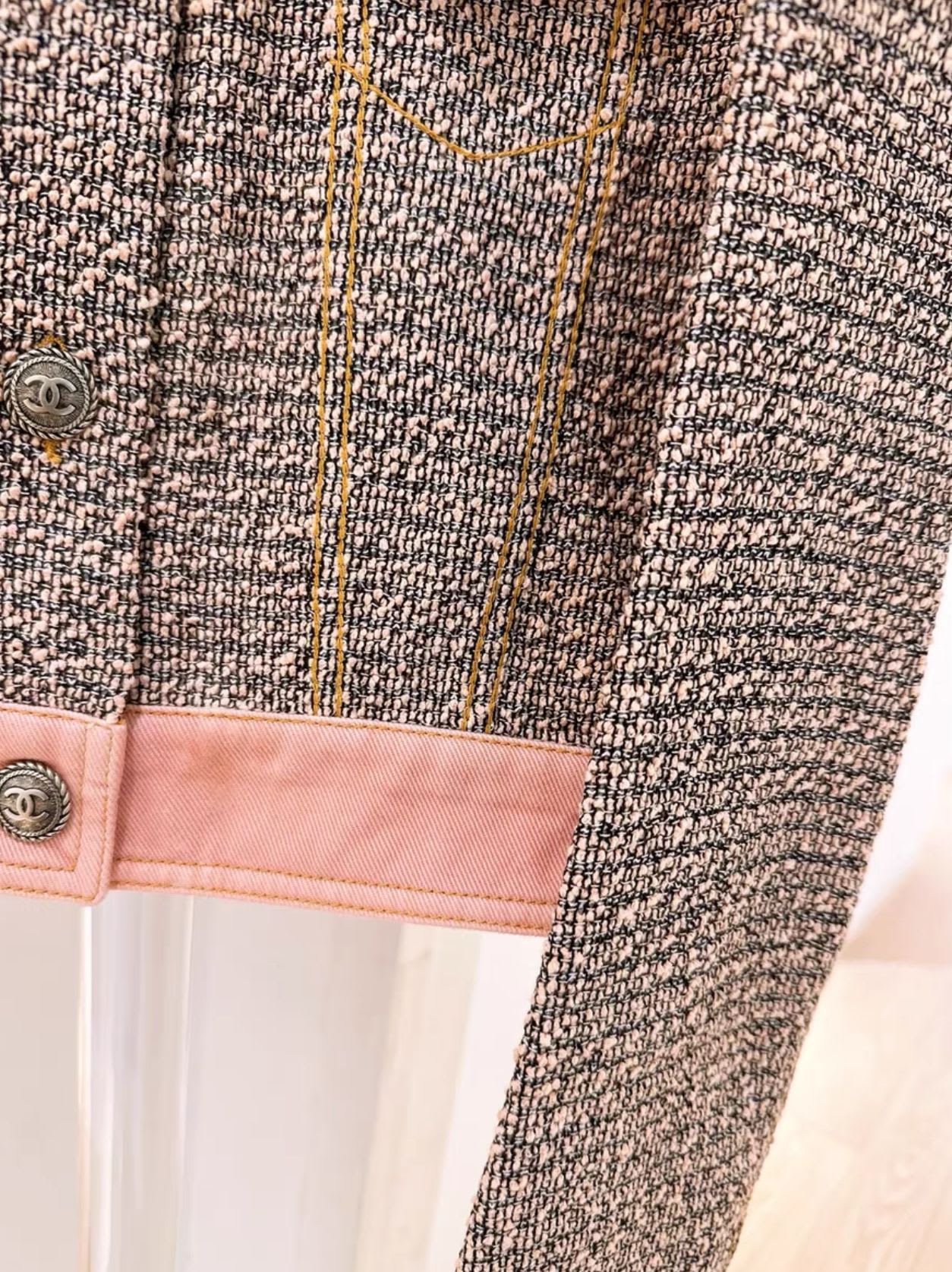 Chanel orange and pink tweed jacket - Image 5