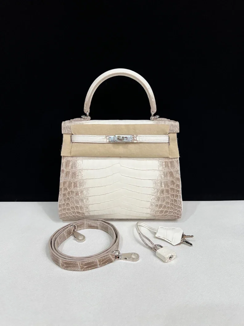 Hermes Kelly 25 Himalayan crocodile leather palladium hardware