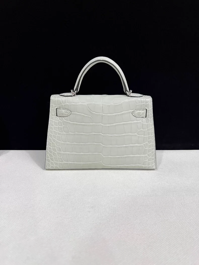 Hermes Mini Kelly 20 Gris matte Crocodile Leather palladium hardware - Image 3
