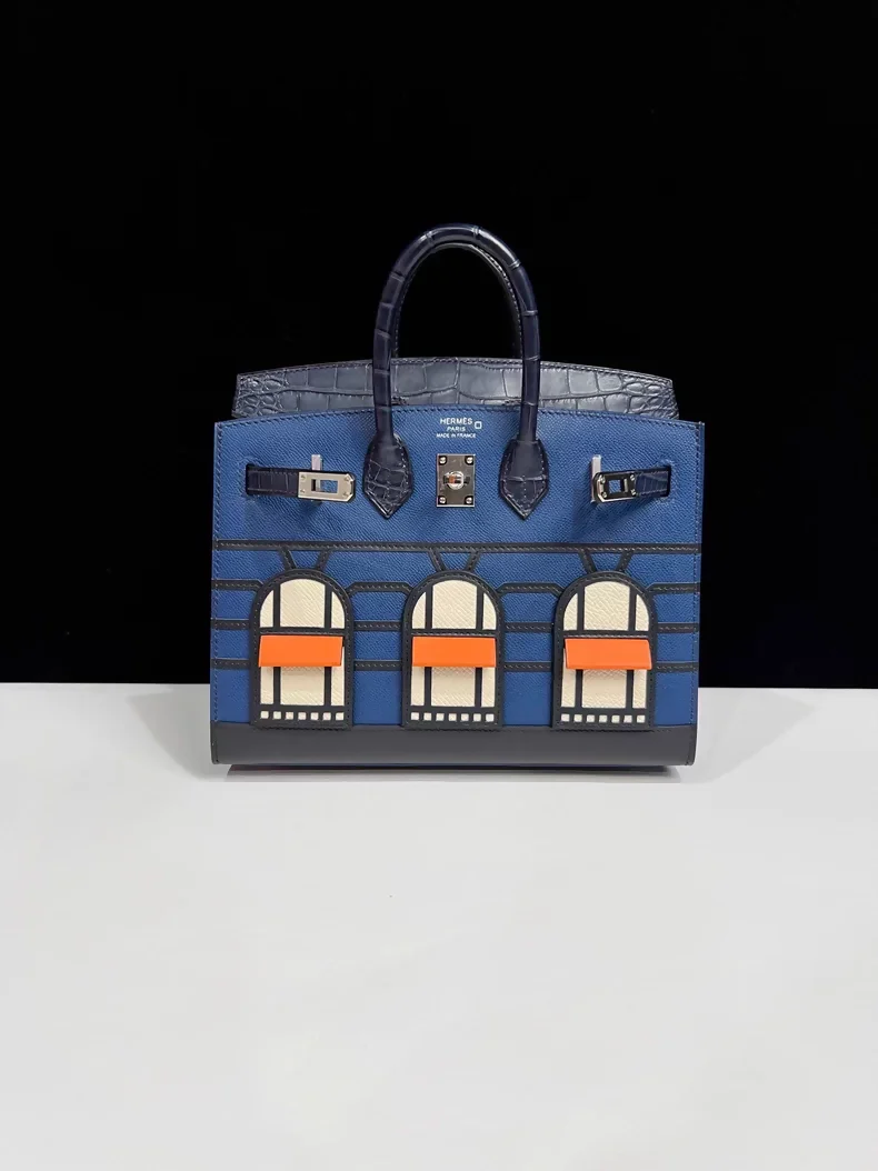 Hermès 20cm Birkin Sellier Faubourg House Night Palladium Hardware - Image 2