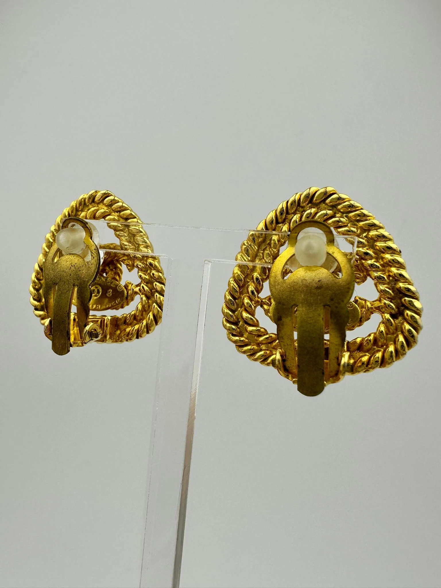 1991 Chanel Vintage Triangular Gold Plated Earrings - Image 2