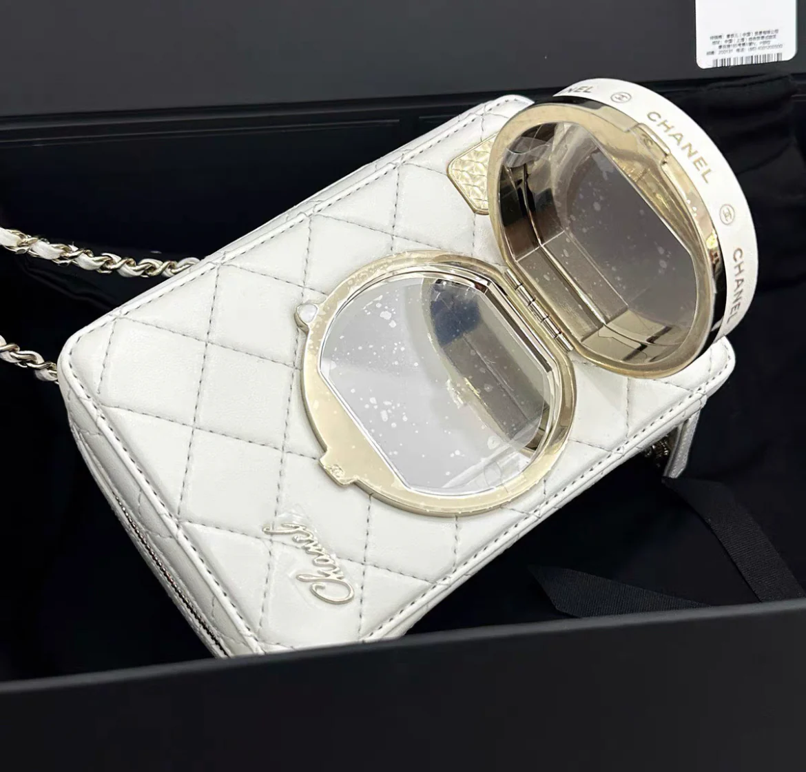 24S Chanel Collectible Runway Camera White Mirror Crossbody Bag - Image 5