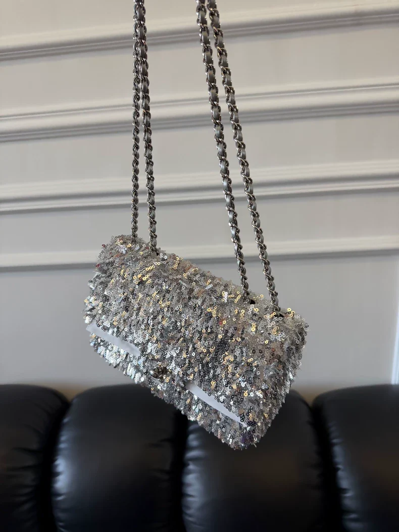 Chanel Spring/Summer 2025 mini CF bag in silver sequins - Image 2