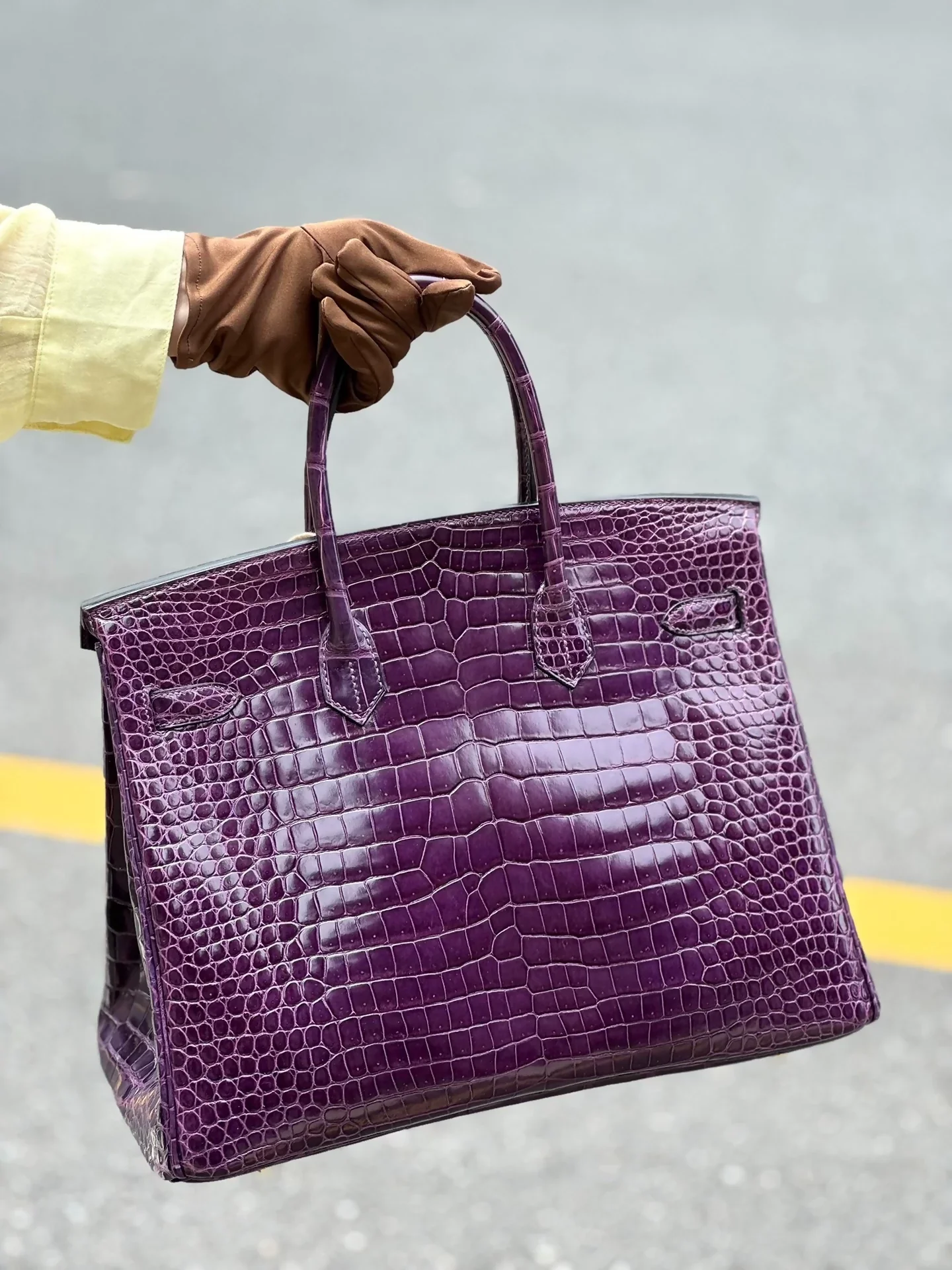 Hermes Birkin 35 purple crocodile leather palladium hardware - Image 2