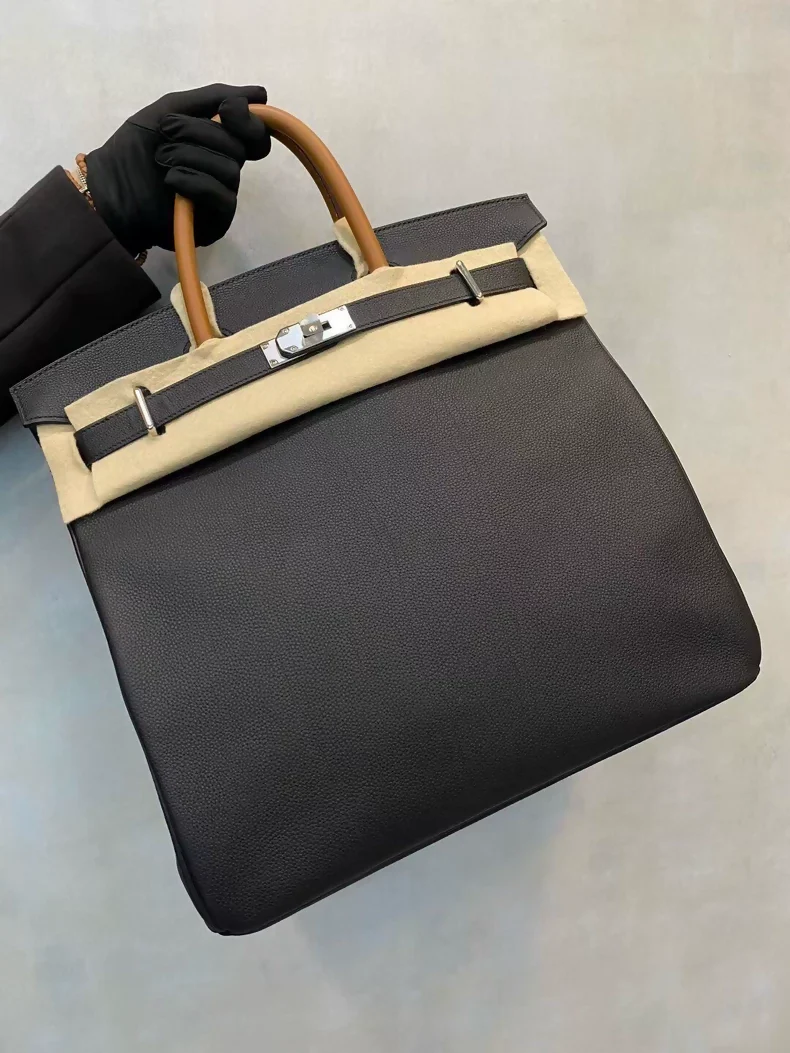 Hermes HAC 40 black/Gold togo leather palladium hardware - Image 3