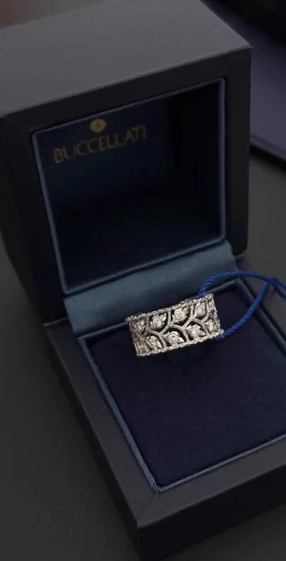 Buccellati Diamond Ring, 18K White Gold, Size 52 (EU)