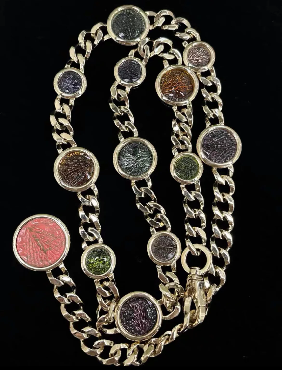 Bvlgari Multicolor Glass Embellished Chain Link Necklace - Image 6
