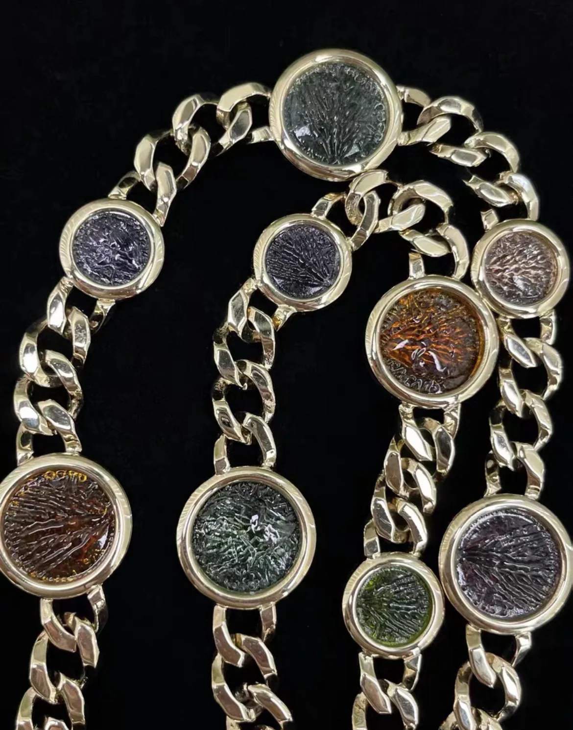 Bvlgari Multicolor Glass Embellished Chain Link Necklace - Image 7