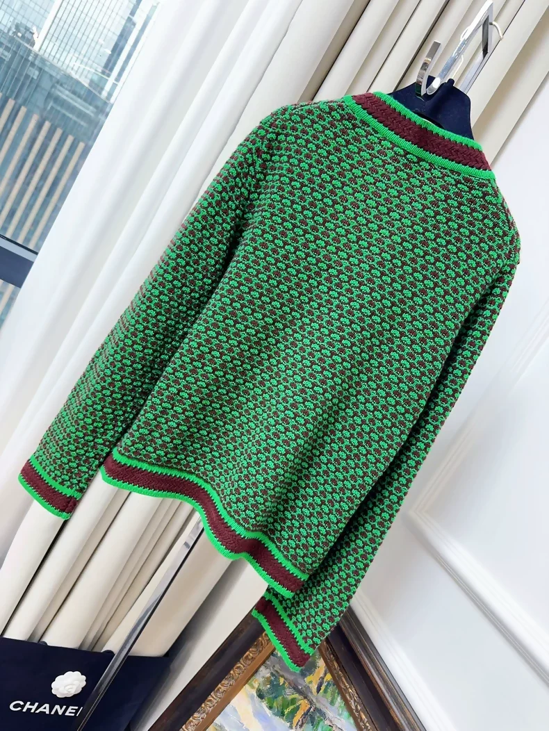Chanel 23A Green Bordeaux Cardigan - Image 2
