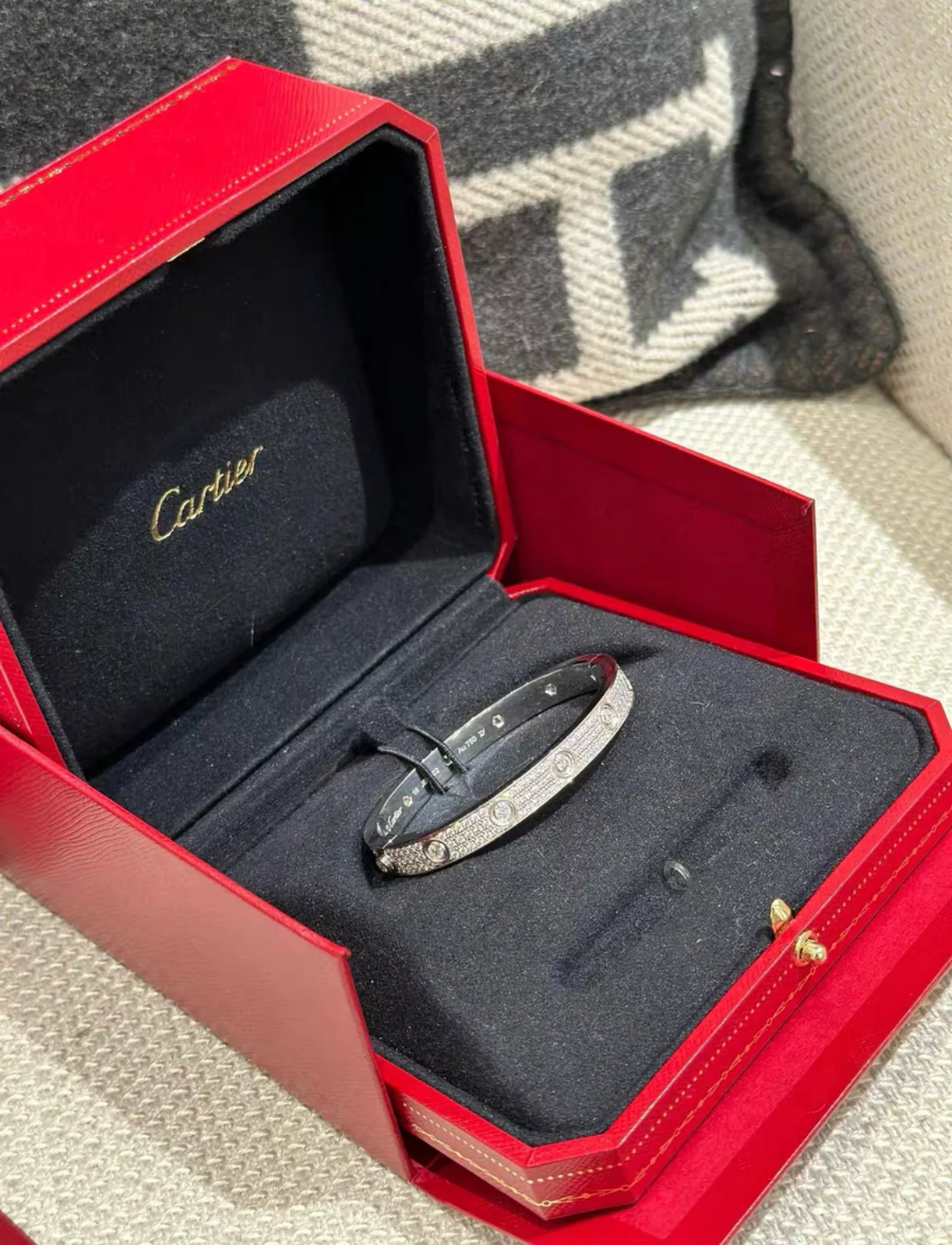 Cartier Love Bracelet Platinum Gold Full Diamond size 16 - Image 3