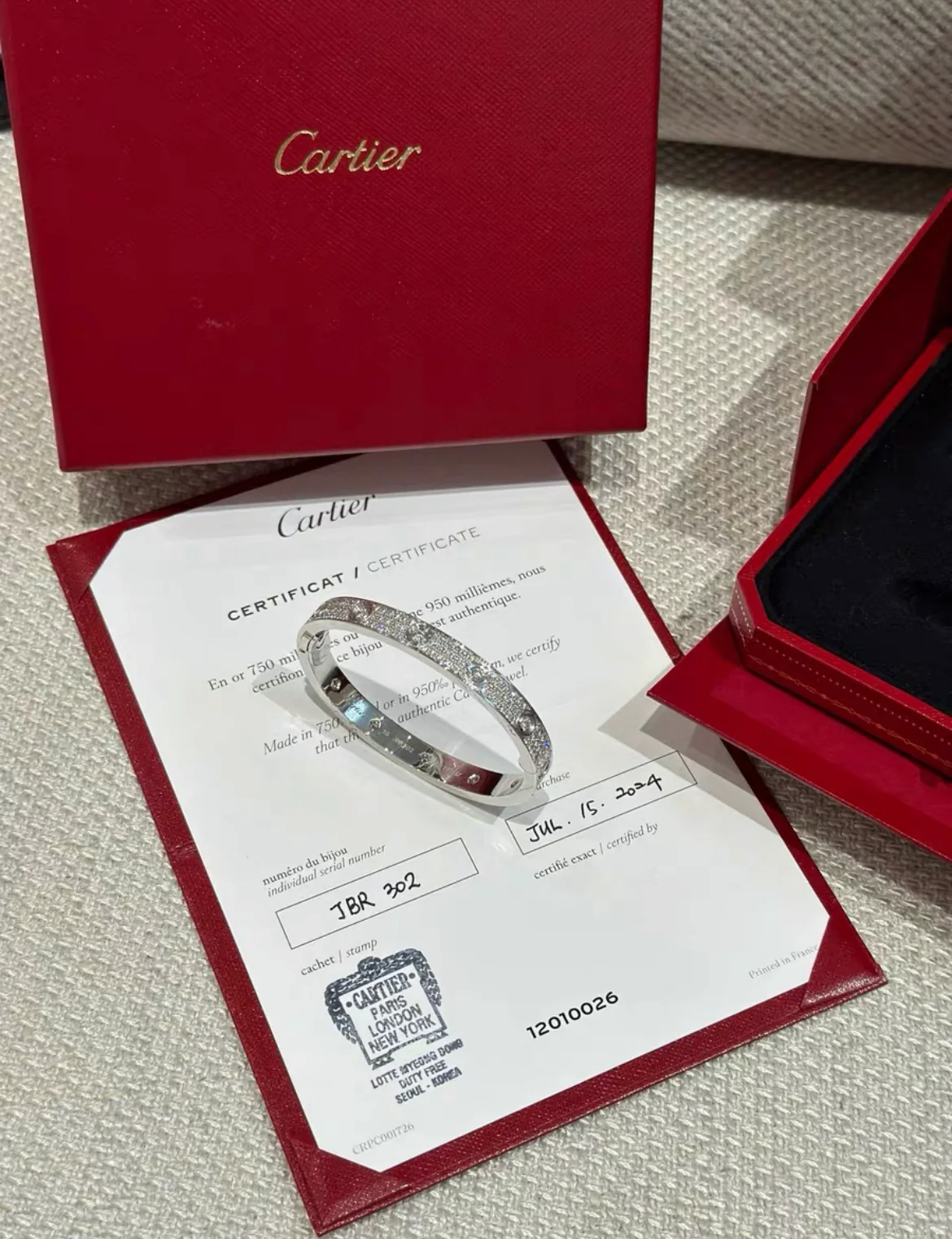 Cartier Love Bracelet Platinum Gold Full Diamond size 16 - Image 5