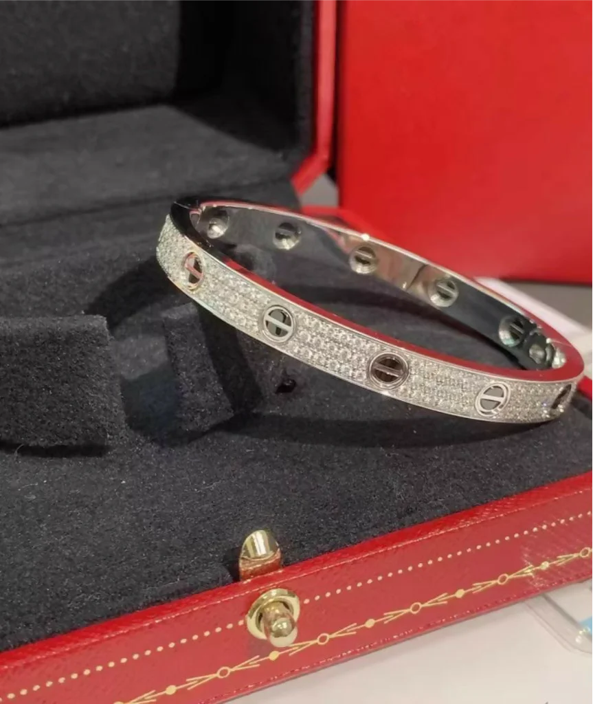 Cartier Love Wide Bracelet – Black Ceramic & White Gold with Diamonds (Size 17) - Image 2