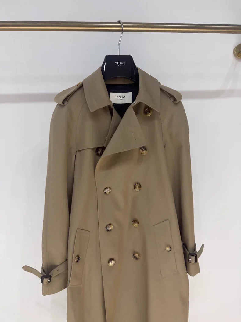 Celine khaki long trench coat, - Image 2