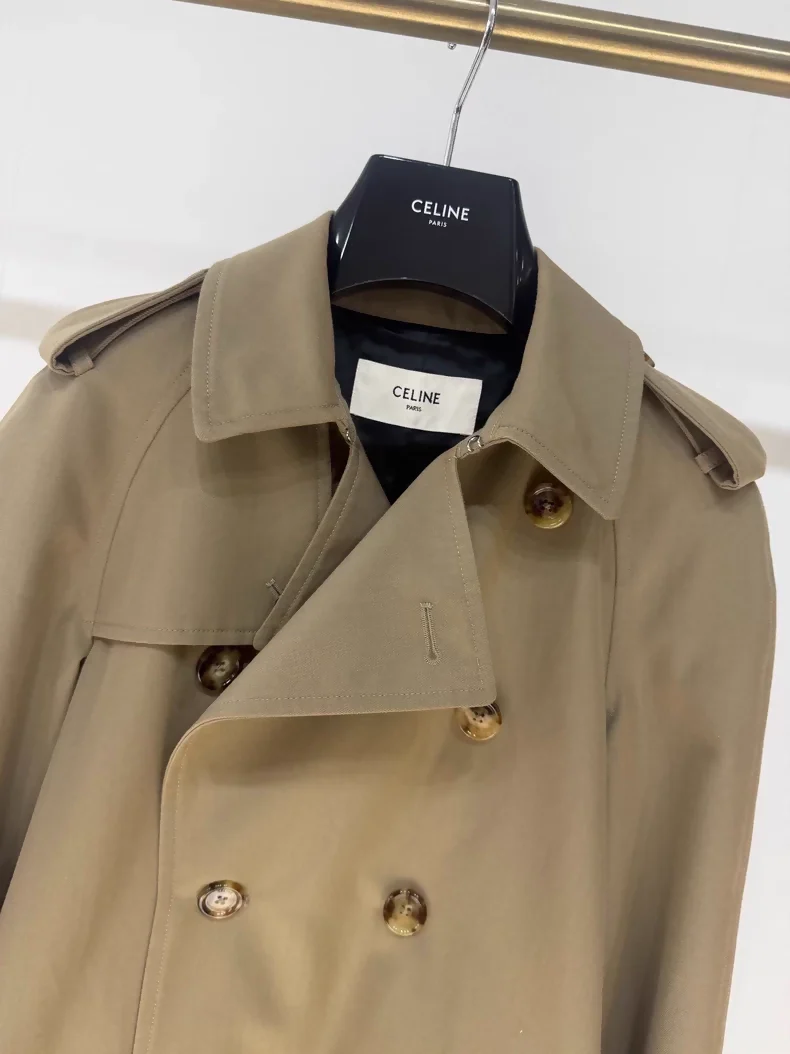 Celine khaki long trench coat, - Image 3
