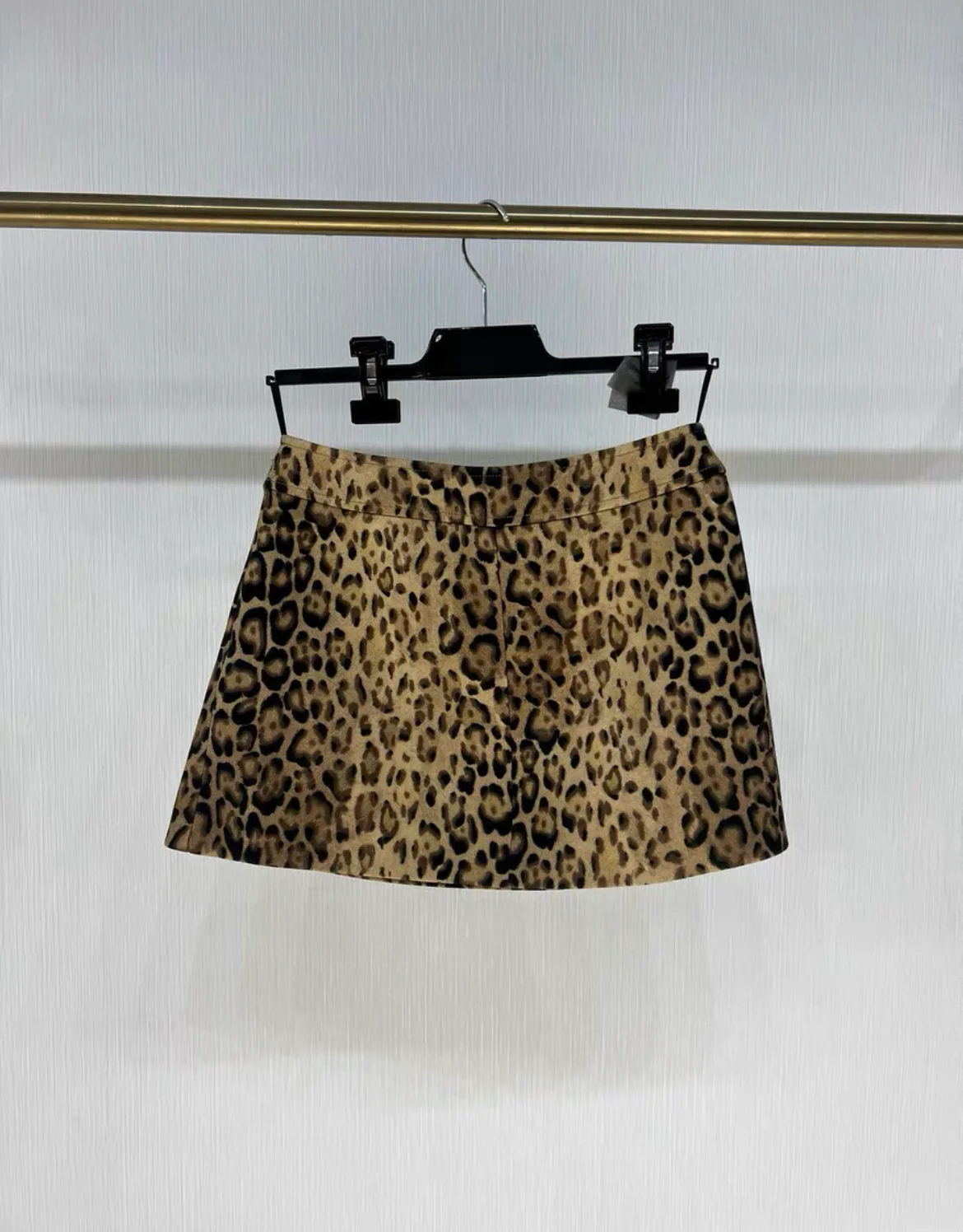 CELINE Leopard Bandeau mini skirt in double wool size 38 - Image 5