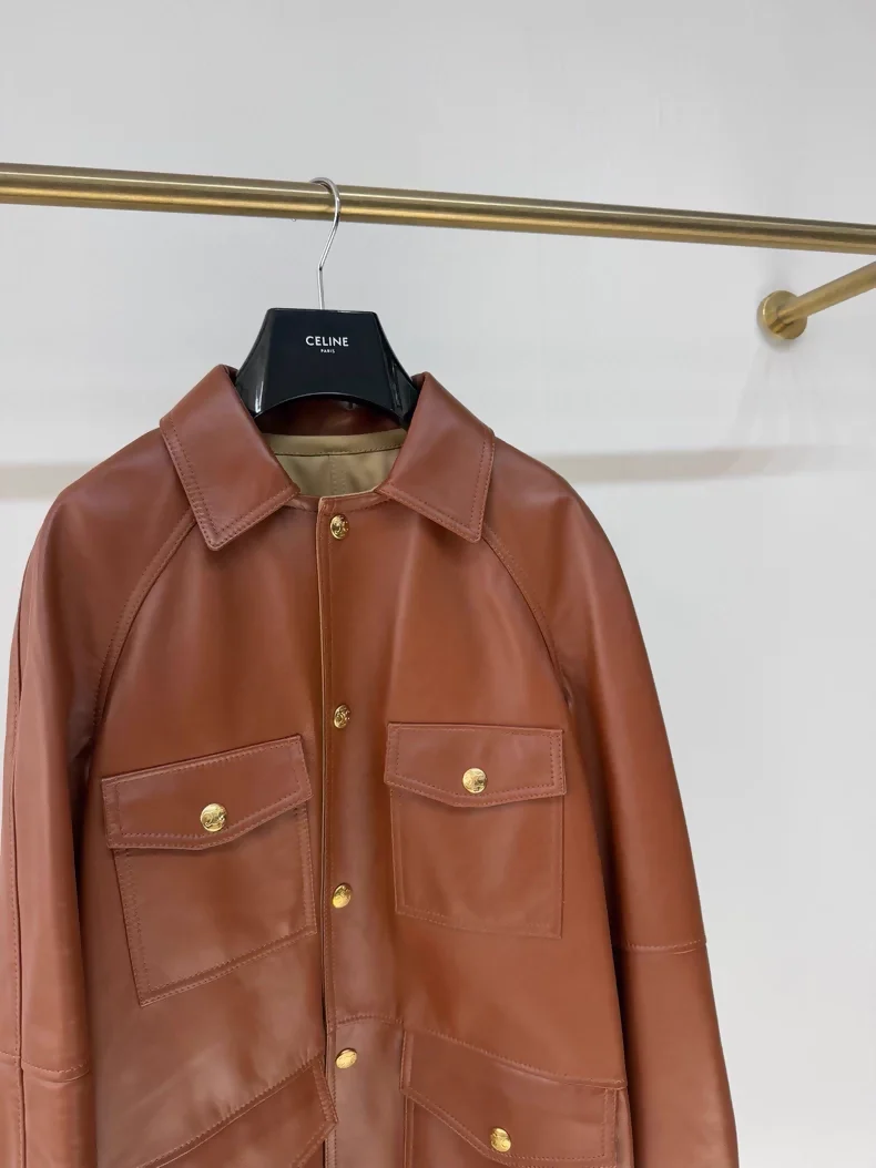 Celine vintage brown leather jacket - Image 2