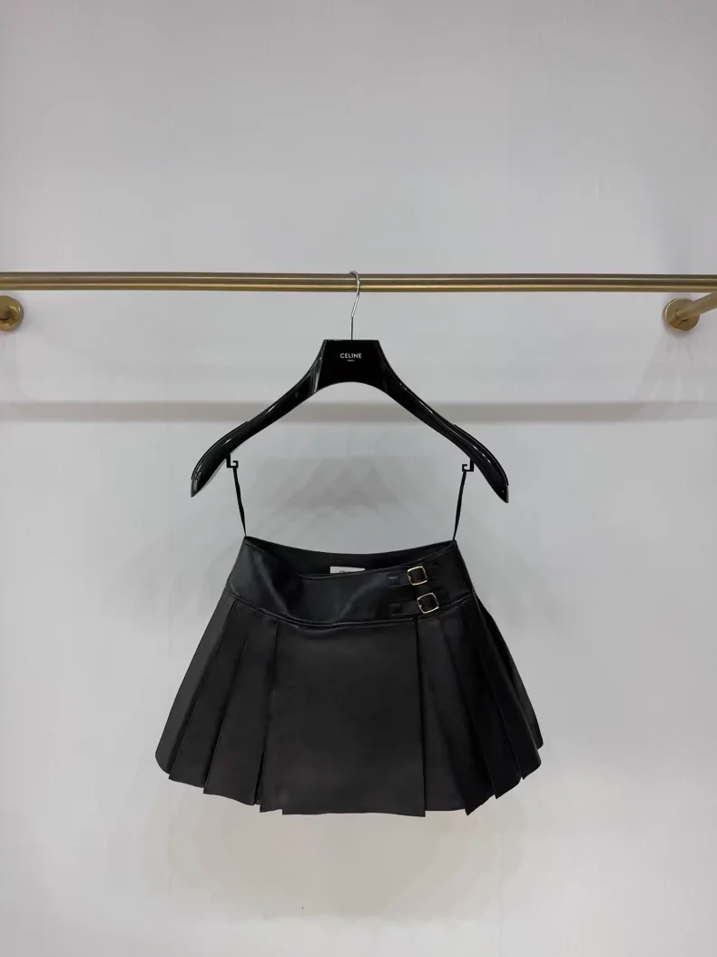 Celine pleated leather skirt
