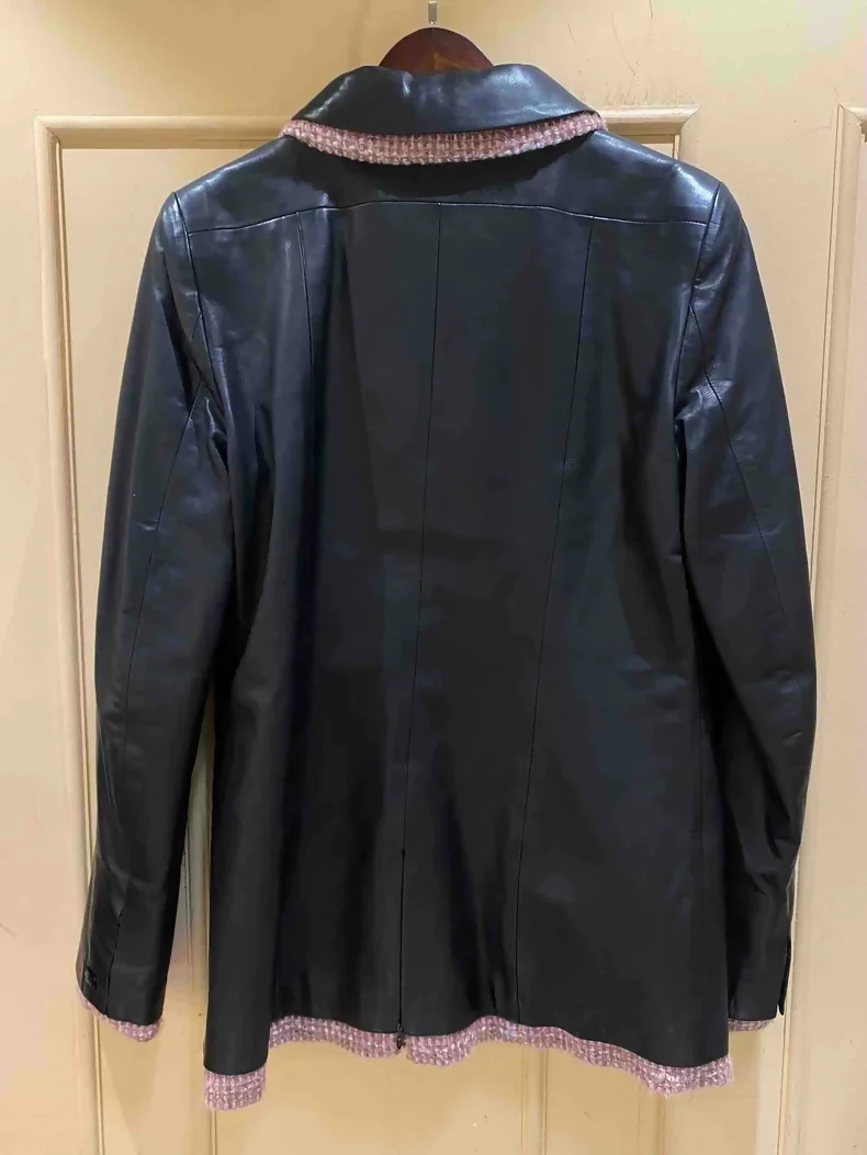 Chanel 03A Black and Pink Leather Jacket - Image 3
