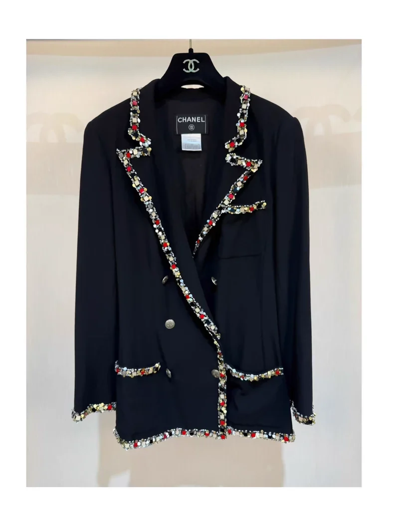 Chanel 05C black & sequined trim jacket