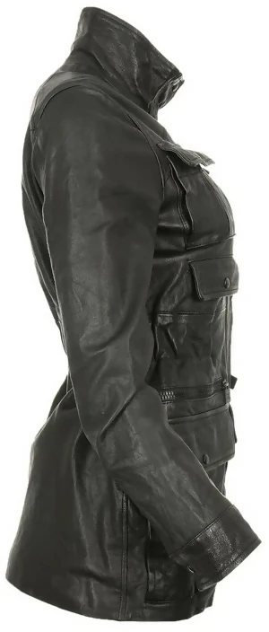 Chanel 07A Black Lambskin Leather Utility Jacket Coat FR 40 - Image 6