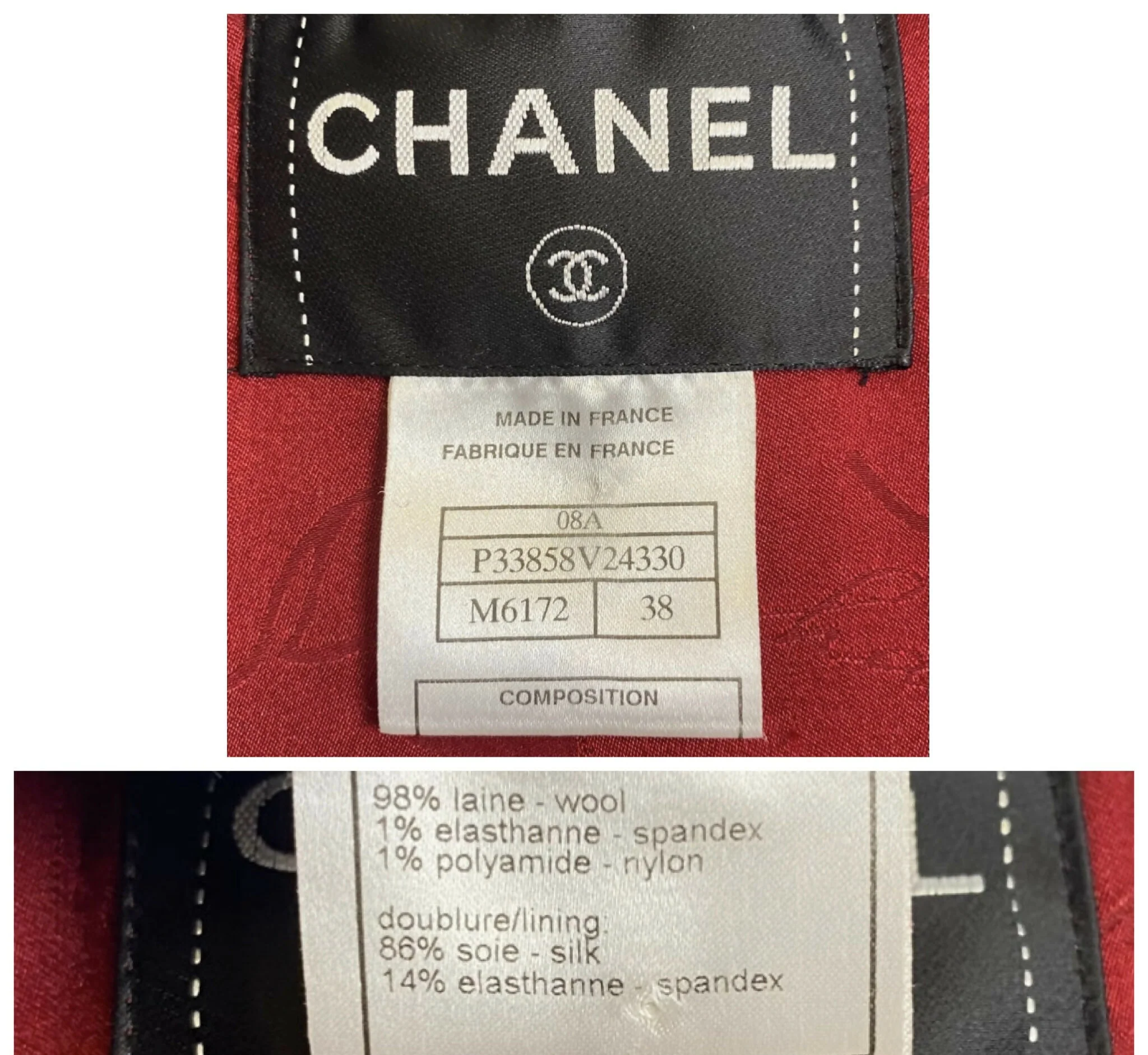 CHANEL 08A BURGUNDY GREY BRAIDED TRIM TWEED JACKET BLAZER FR 38 - Image 10