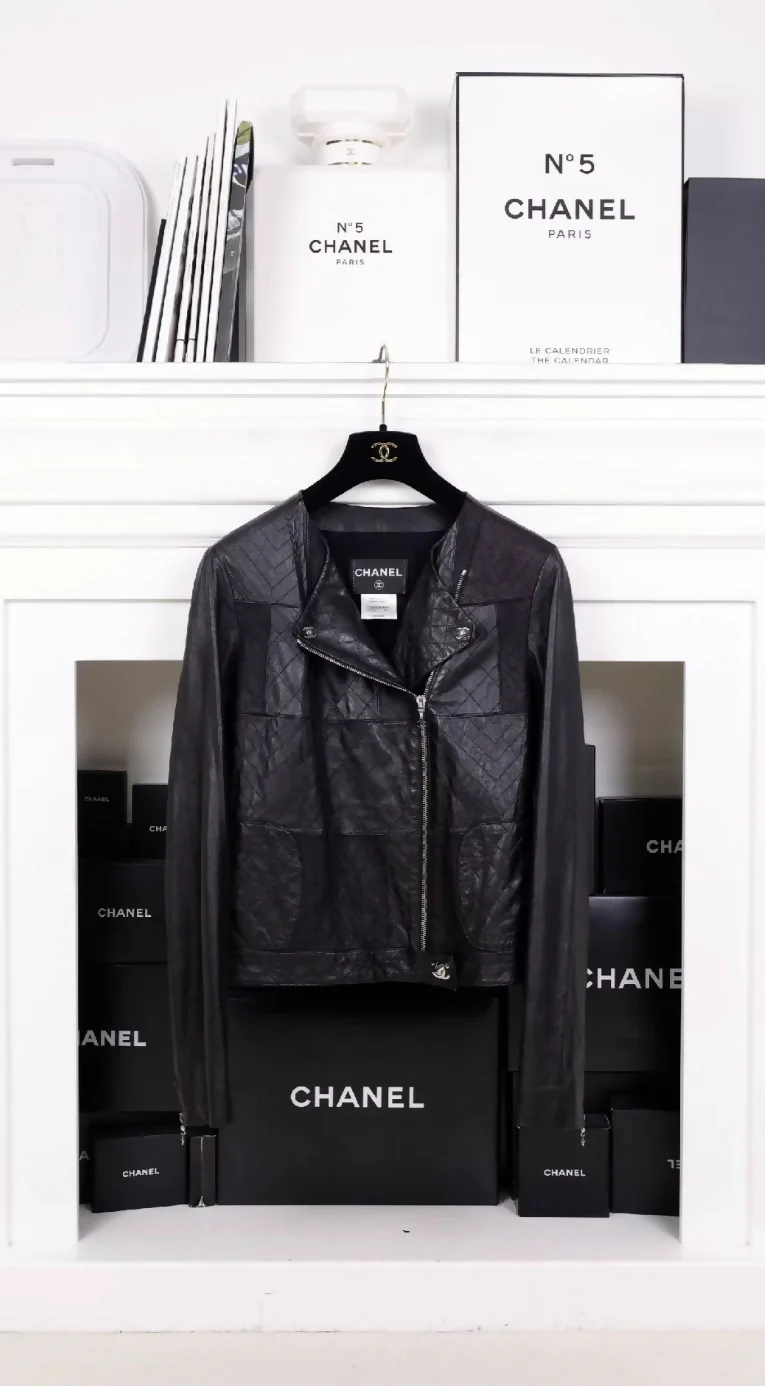 Chanel black quilted leather jacket